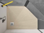 Paroi de douche battante, pour receveur de douche pentagonale L. 90 à 220 cm, Hauteur 150 à 220 cm Fabrication sur mesure Verre de sécurité et traité anti-calcaire Garantie 5 ans